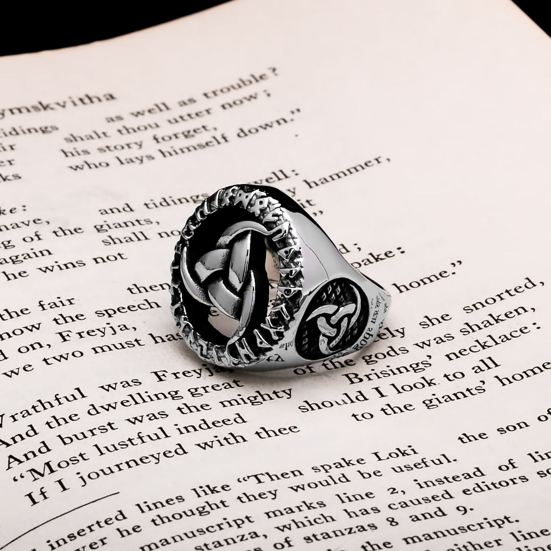 Viking Elder Futhark Rune Ring 316L Stainless Steel Size 7