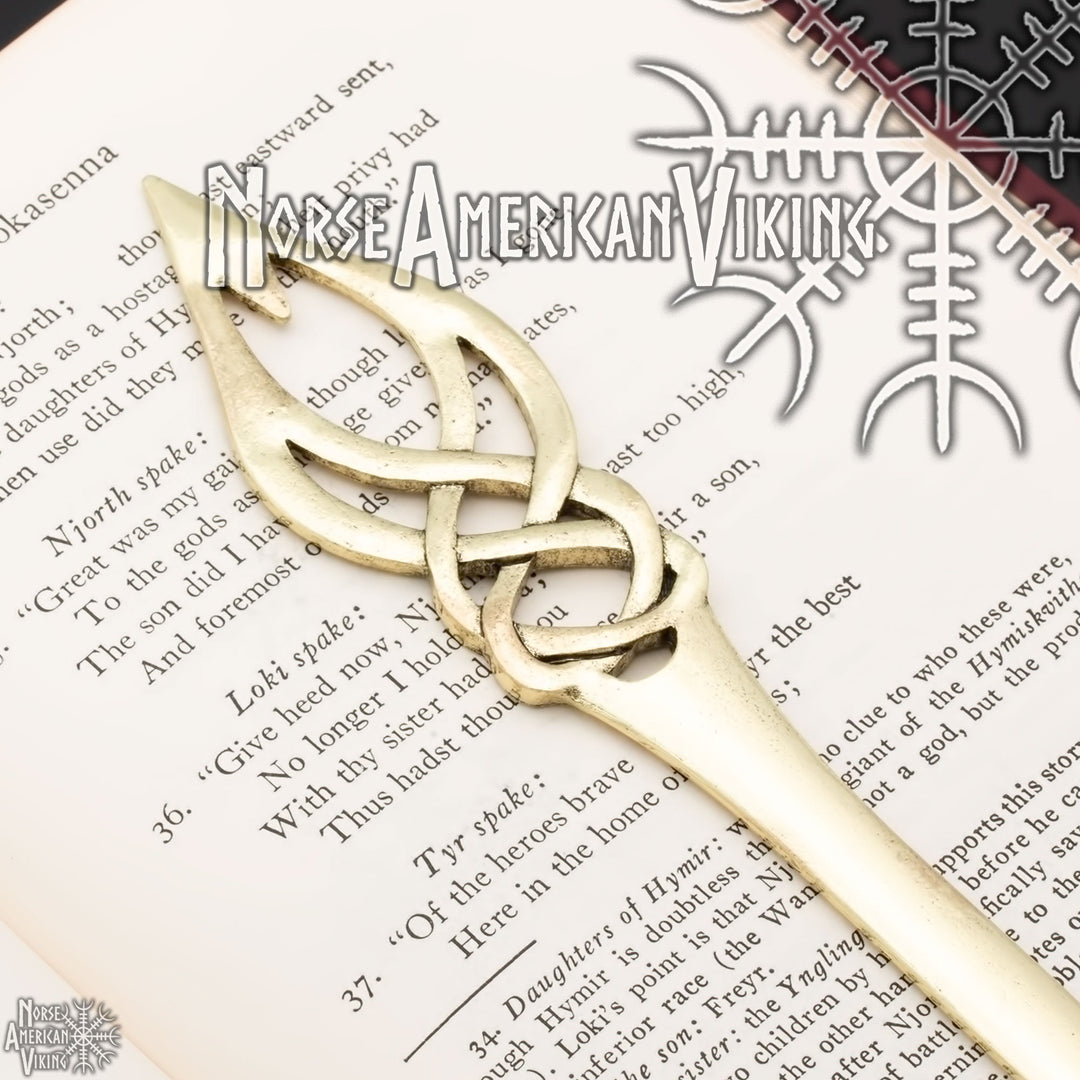 Viking Elf Knot Large Hair Stick Gold Tone Zinc Alloy