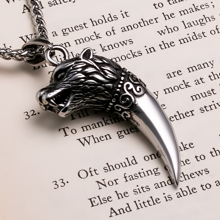 Fenrir Wolf Viking Pendant Necklace 316L Stainless Steel