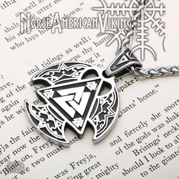 Viking Valknut Slain Warrior Knot Stainless Steel Pendant Necklace