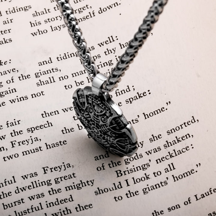 Helm of Awe Shield Dome Viking Pendant Necklace 316L Stainless Steel