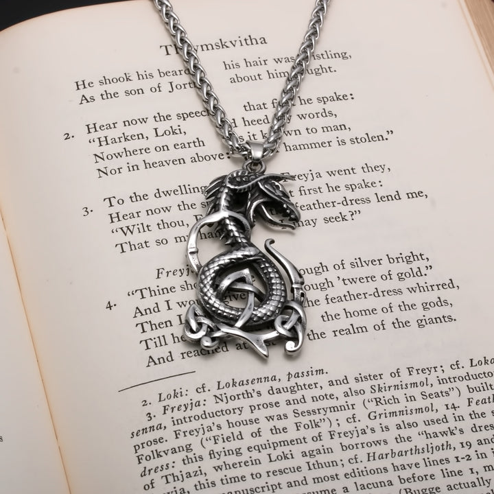 Viking Midgard Serpent Stainless Steel Pendant Necklace
