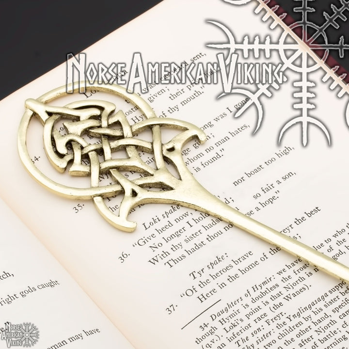 Viking Goddess Hair Stick Norse Hair Accessory Gold Tone Zinc Alloy