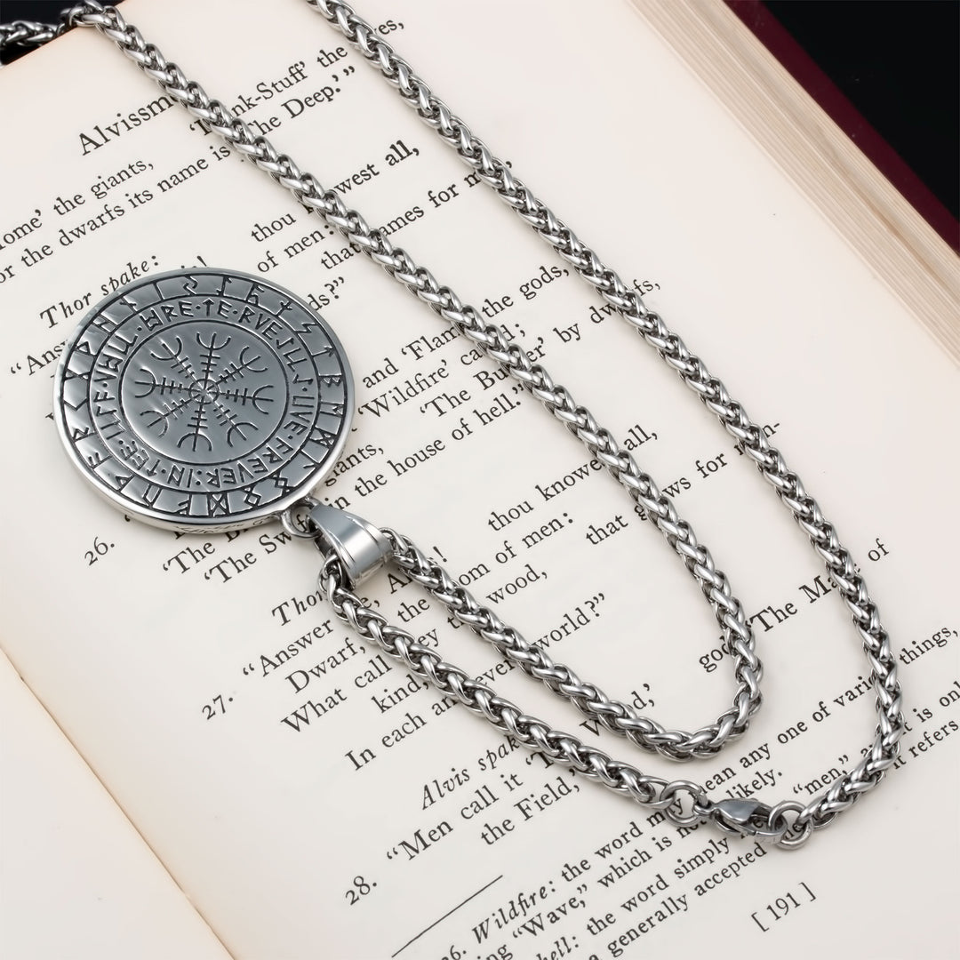 Yggdrasil World Tree Rune Pendant Necklace Stainless Steel Viking