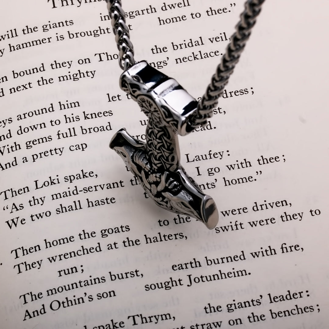 Mjolnir Vegvisir Goat Head Viking Pendant Necklace 316L Stainless Steel - view 6
