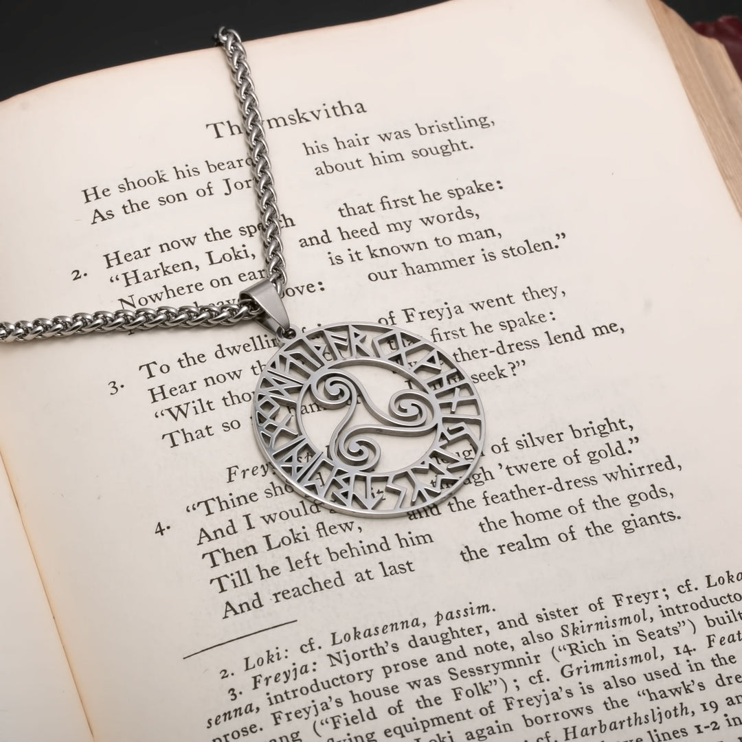 Elder Futhark Rune Viking Pendant Necklace 316L Stainless Steel