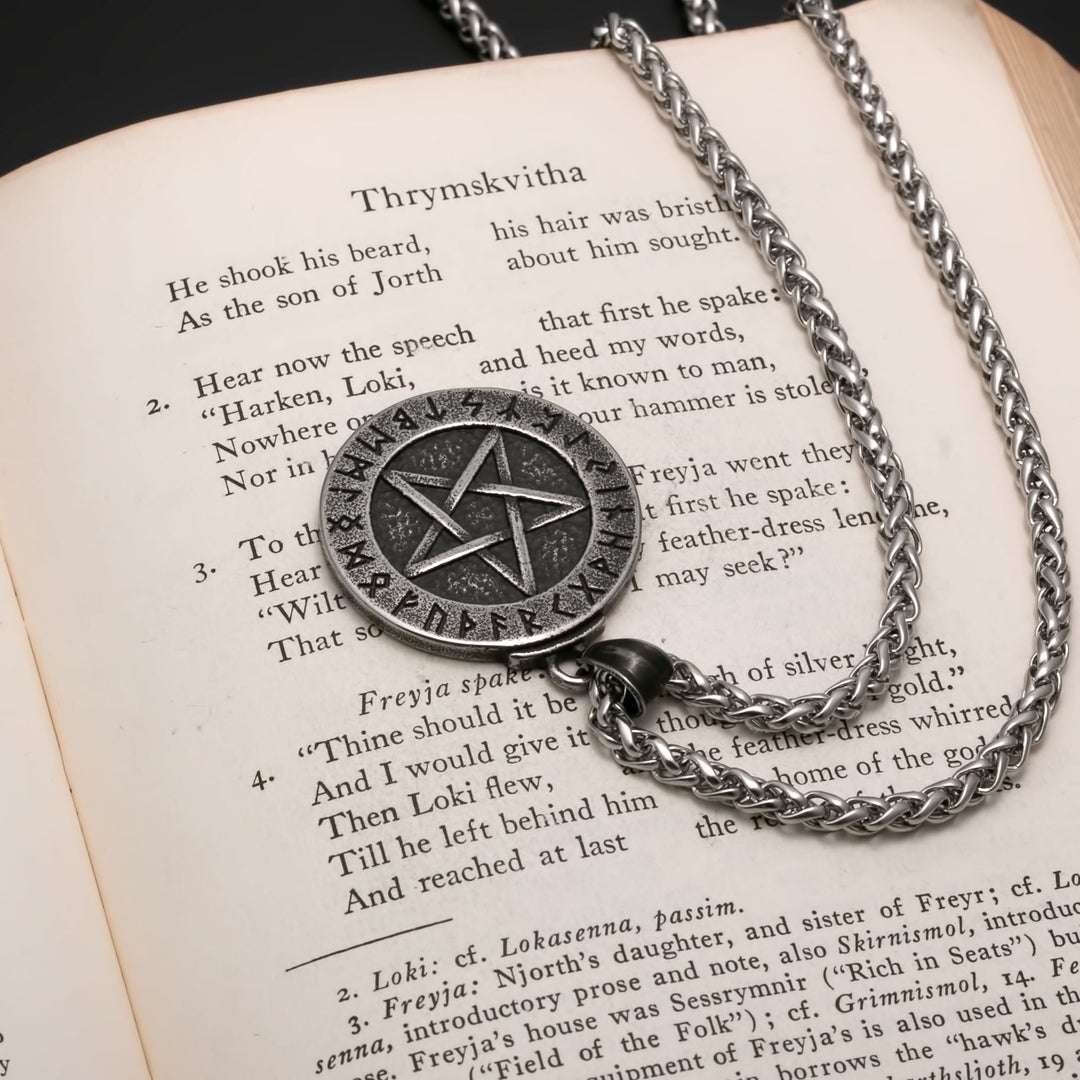 Elder Futhark Rune Viking Pendant Necklace 316L Stainless Steel