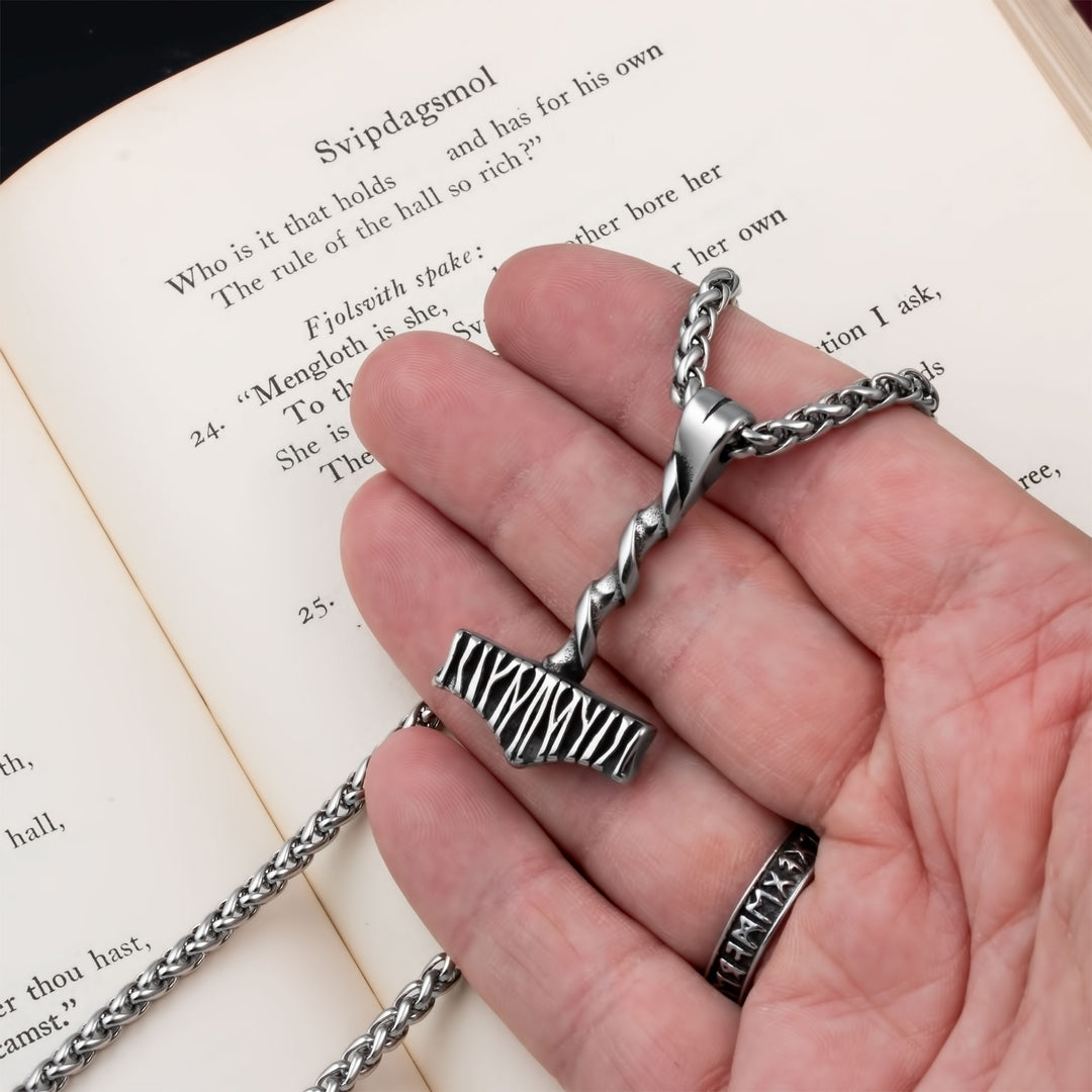 Mjolnir Thor's Hammer Pendant Necklace Stainless Steel Viking