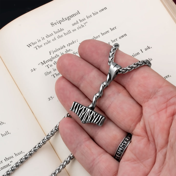 Mjolnir Thor's Hammer Pendant Necklace Stainless Steel Viking