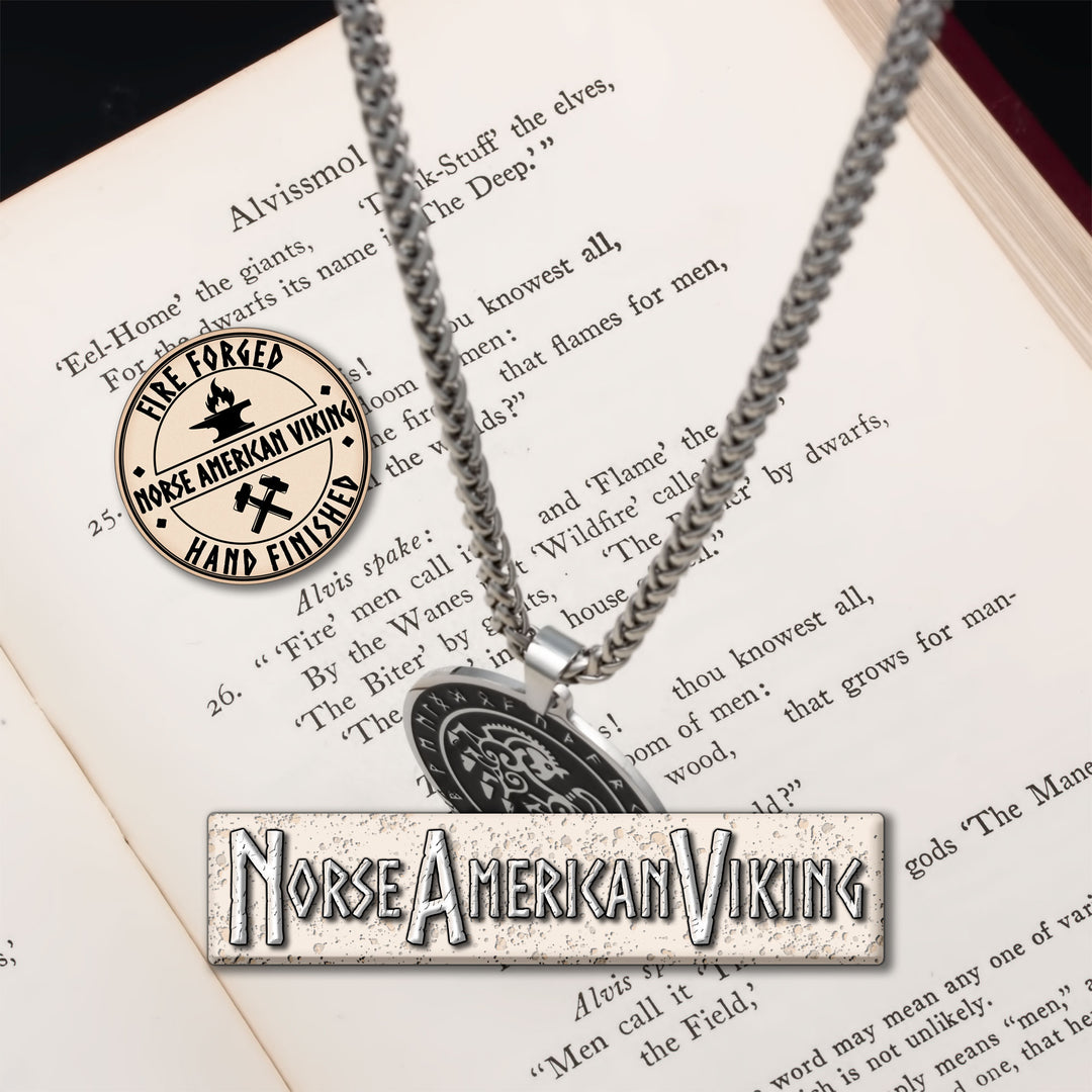 Viking Sleipnir Rune Stainless Steel Pendant Necklace