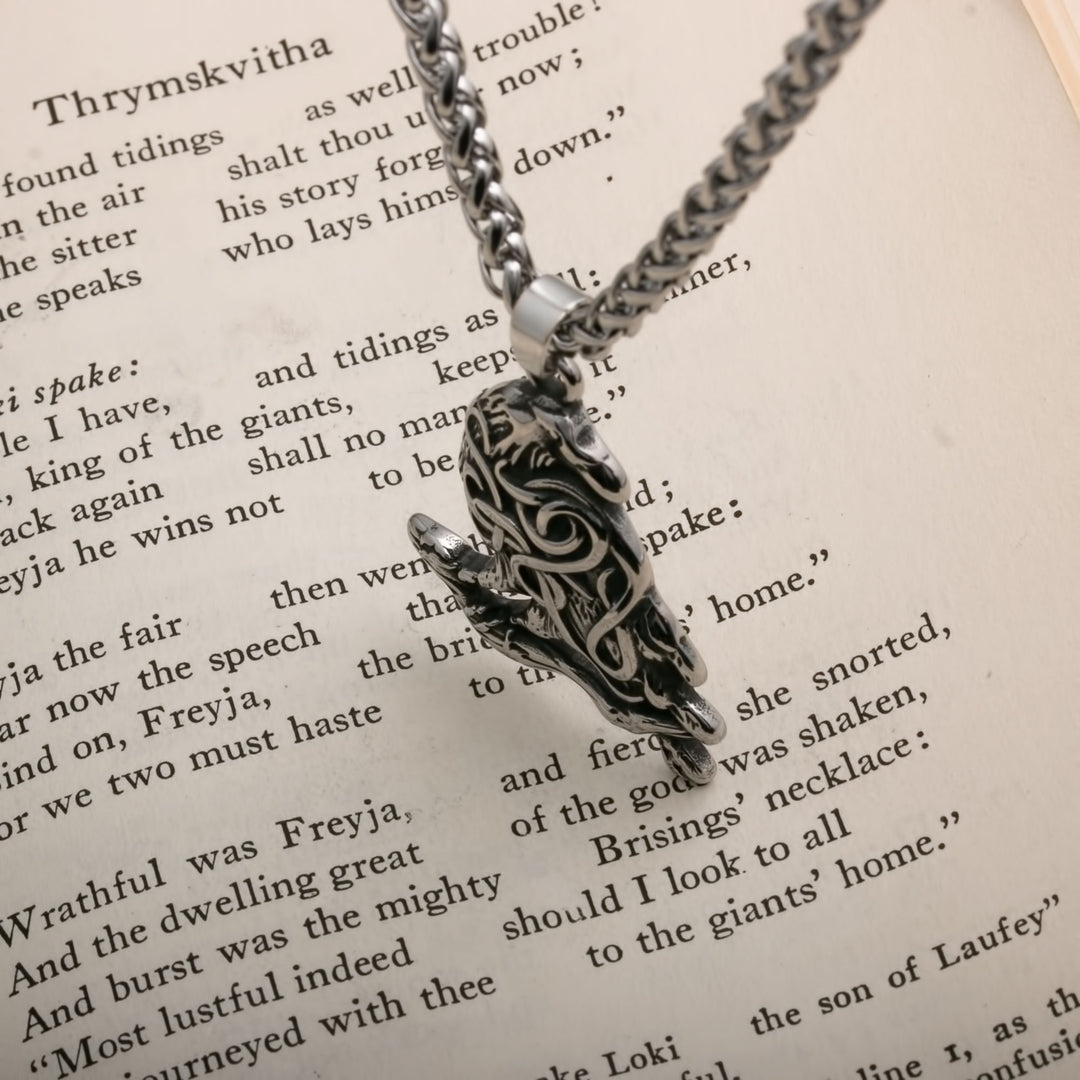 Raven Viking Pendant Necklace 316L Stainless Steel