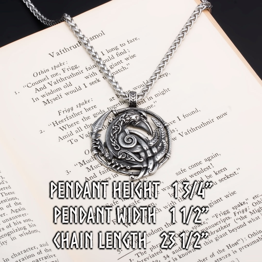 Viking Gungnir Raven Stainless Steel Pendant Necklace