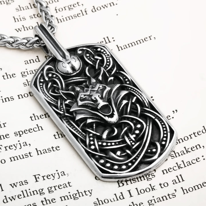 Fenrir Wolf Pendant Necklace 316L Stainless Steel Norse Viking Talisman