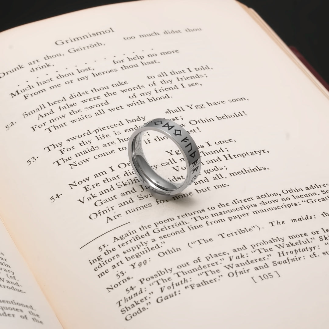 Elder Futhark Rune 6mm Viking Ring 316L Stainless Steel - view 3