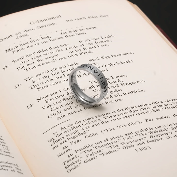Elder Futhark Rune 6mm Viking Ring 316L Stainless Steel - view 3