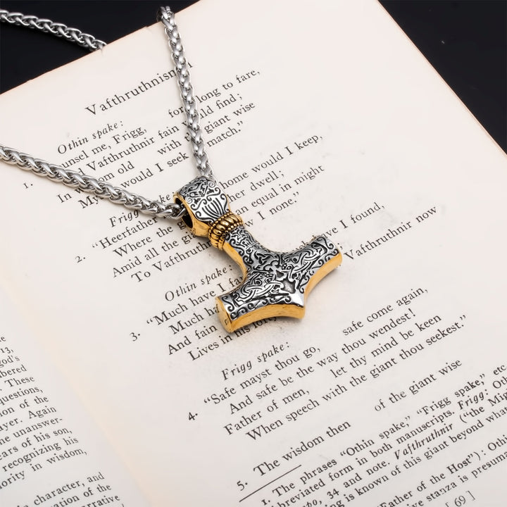 Mjolnir Thor's Hammer Pendant Necklace Stainless Steel Viking