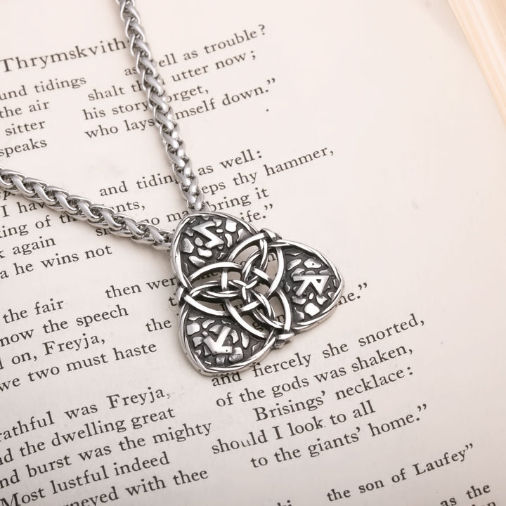 Celtic Trinity Knot Rune Open Viking Pendant Necklace 316L Stainless Steel - view 2