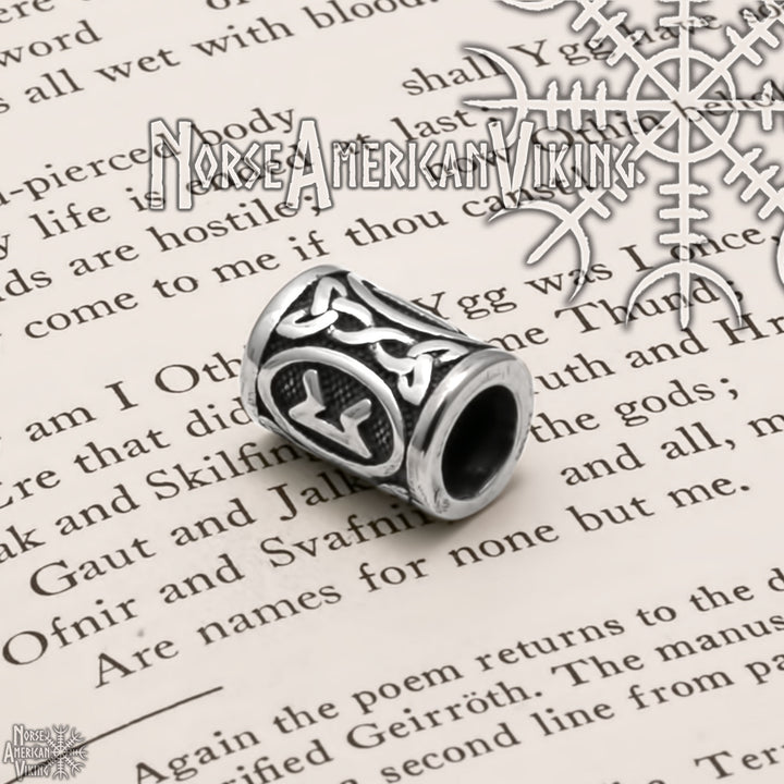 Viking Elder Futhark Pertho Rune Beard Hair Jewelry Bead 316L Stainless Steel