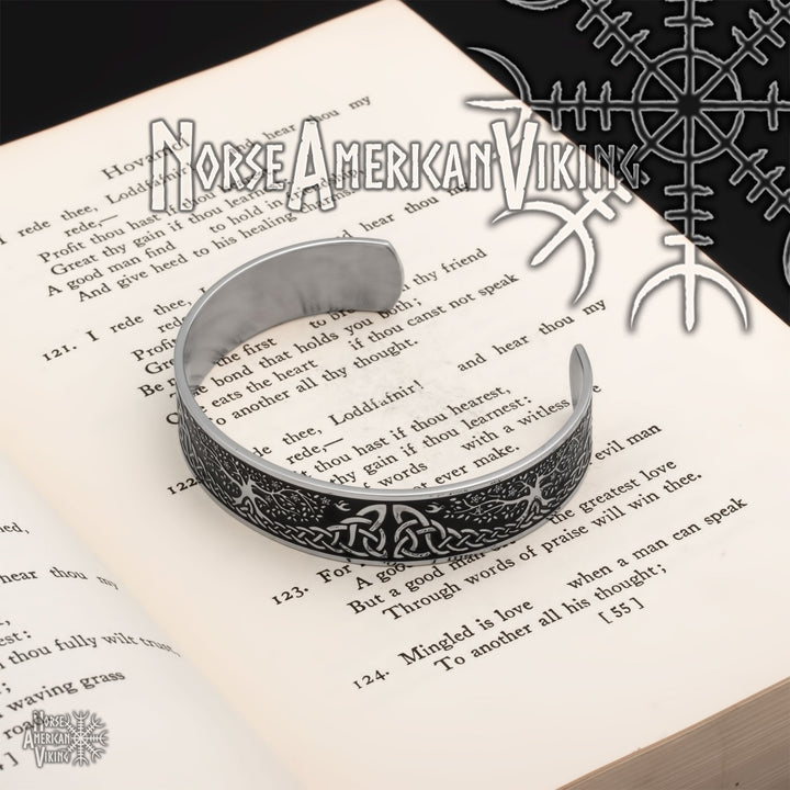 Yggdrasil Viking Cuff Bracelet 316L Stainless Steel