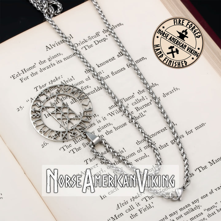 Viking Web of Wyrd Rune Stainless Steel Pendant Necklace