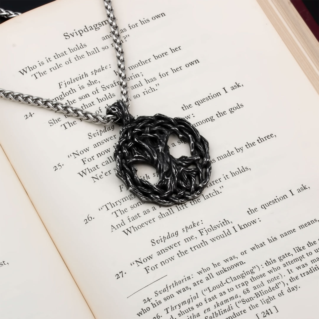 Yggdrasil World Ash Tree Pendant Necklace Stainless Steel Viking