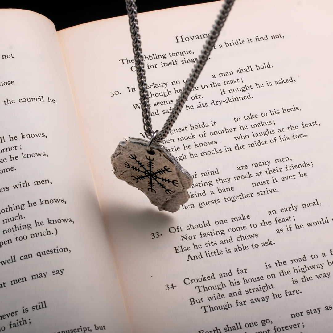 Viking Helm of Awe Ægishjálmr Rock Stainless Steel Pendant Necklace
