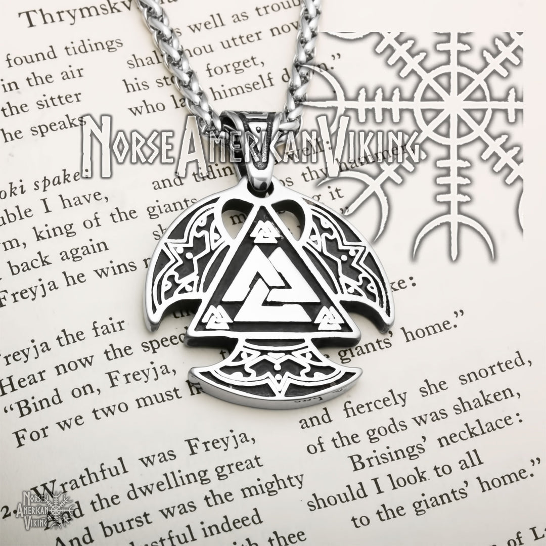 Viking Valknut Slain Warrior Knot Stainless Steel Pendant Necklace