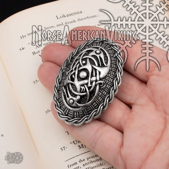 Viking Dragon Broa Oval Tortoise Brooch