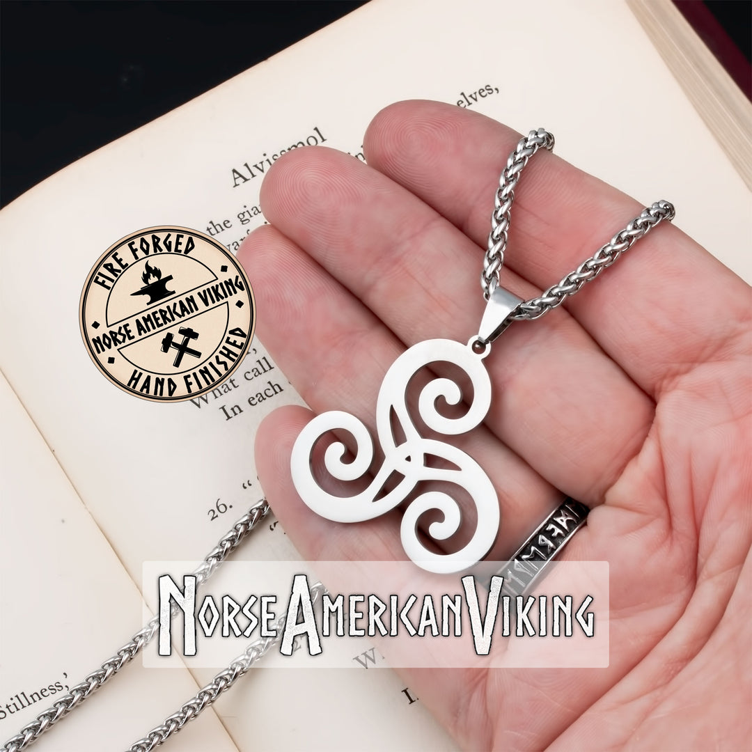 Viking Triskele Trinity Stainless Steel Pendant Necklace