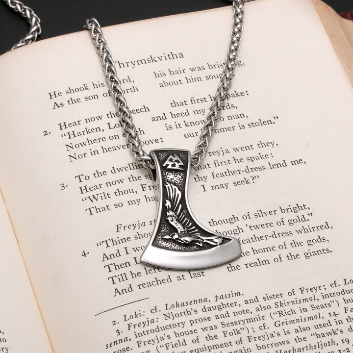Axe Wolf Raven Valknut Viking Pendant Necklace 316L Stainless Steel - view 3