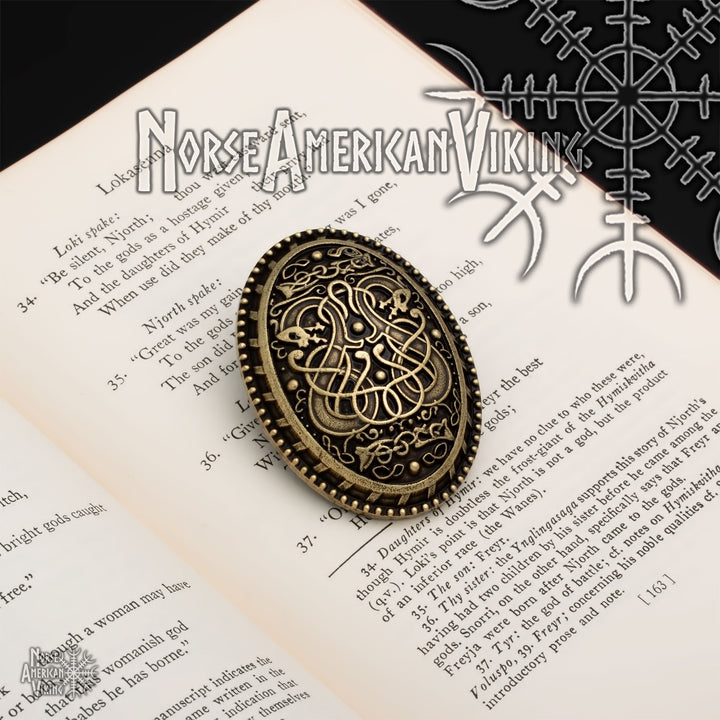 Viking Dragon Broa Oval Tortoise Brooch