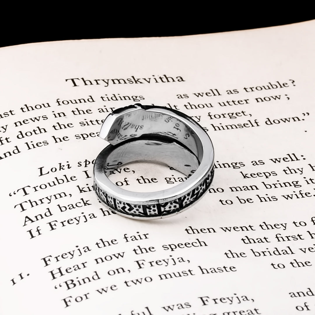 Elder Futhark Rune Raven Viking Ring 316L Stainless Steel - view 5