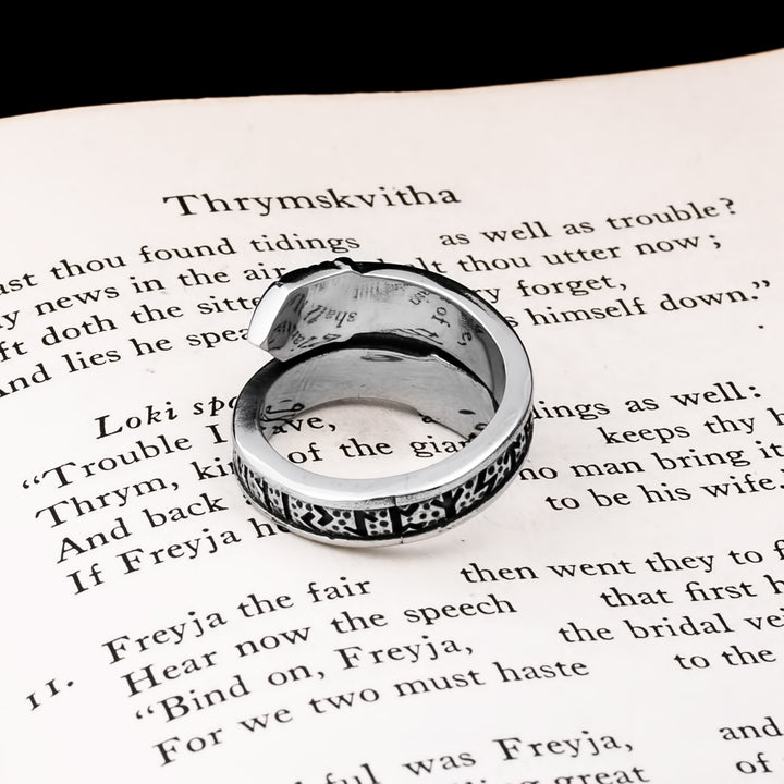 Elder Futhark Rune Raven Viking Ring 316L Stainless Steel - view 5