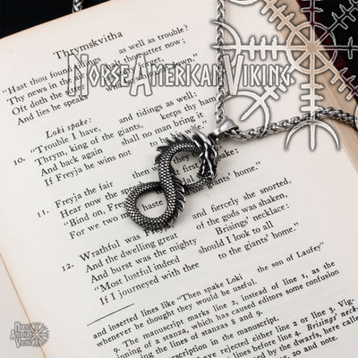 Viking Midgard Serpent Infinity Stainless Steel Pendant Necklace