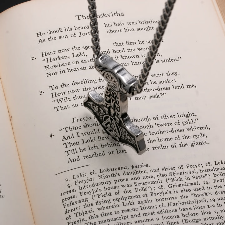 Viking Mjolnir Thor's Hammer Valknut Raven Stainless Steel Pendant Necklace