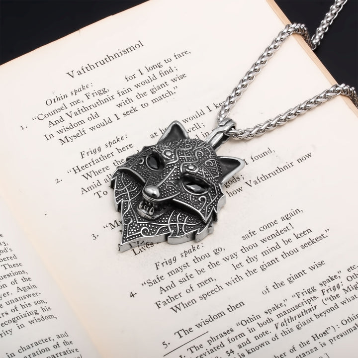 Fenrir Wolf Viking Pendant Necklace 316L Stainless Steel