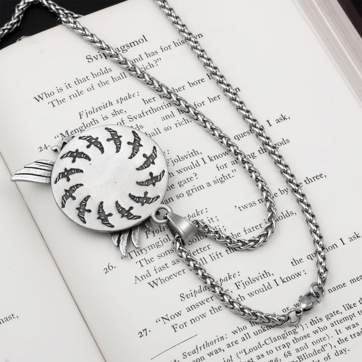 Ravens Algiz Rune Pendant Necklace Stainless Steel Viking