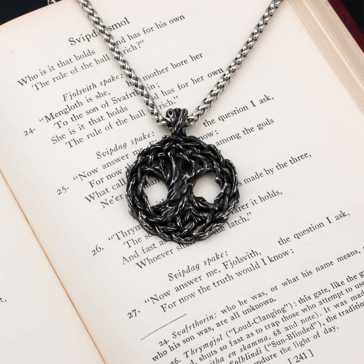 Yggdrasil World Ash Tree Pendant Necklace Stainless Steel Viking