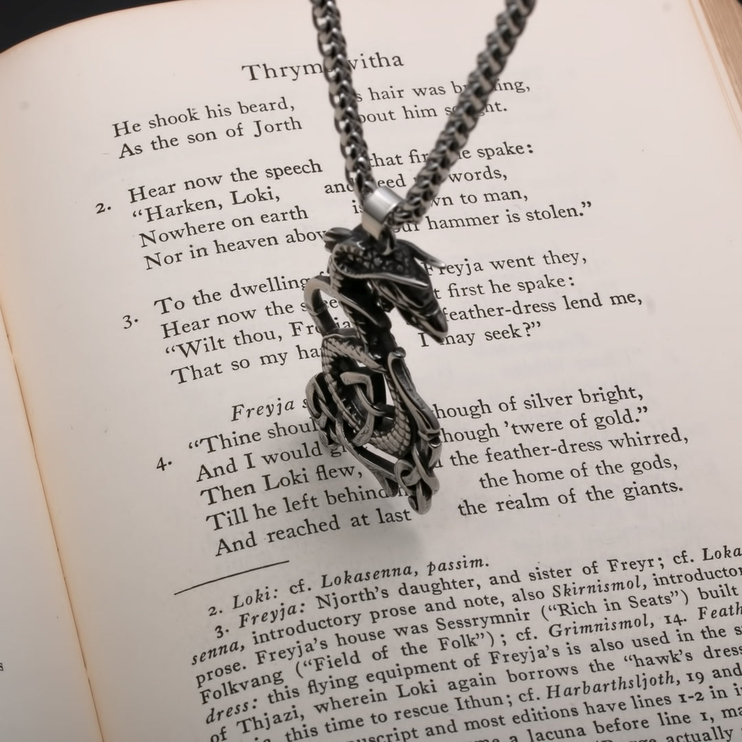 Viking Midgard Serpent Stainless Steel Pendant Necklace