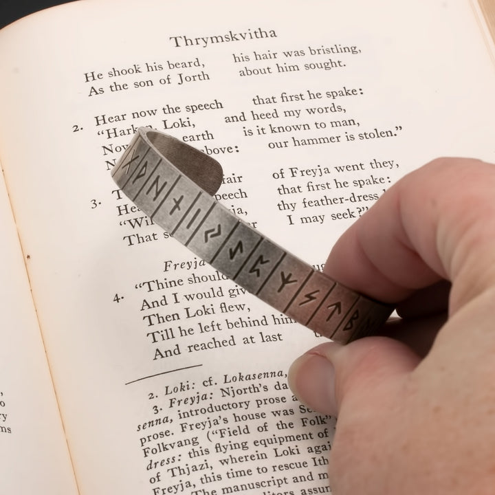 Viking Elder Futhark Rune Cuff Bracelet