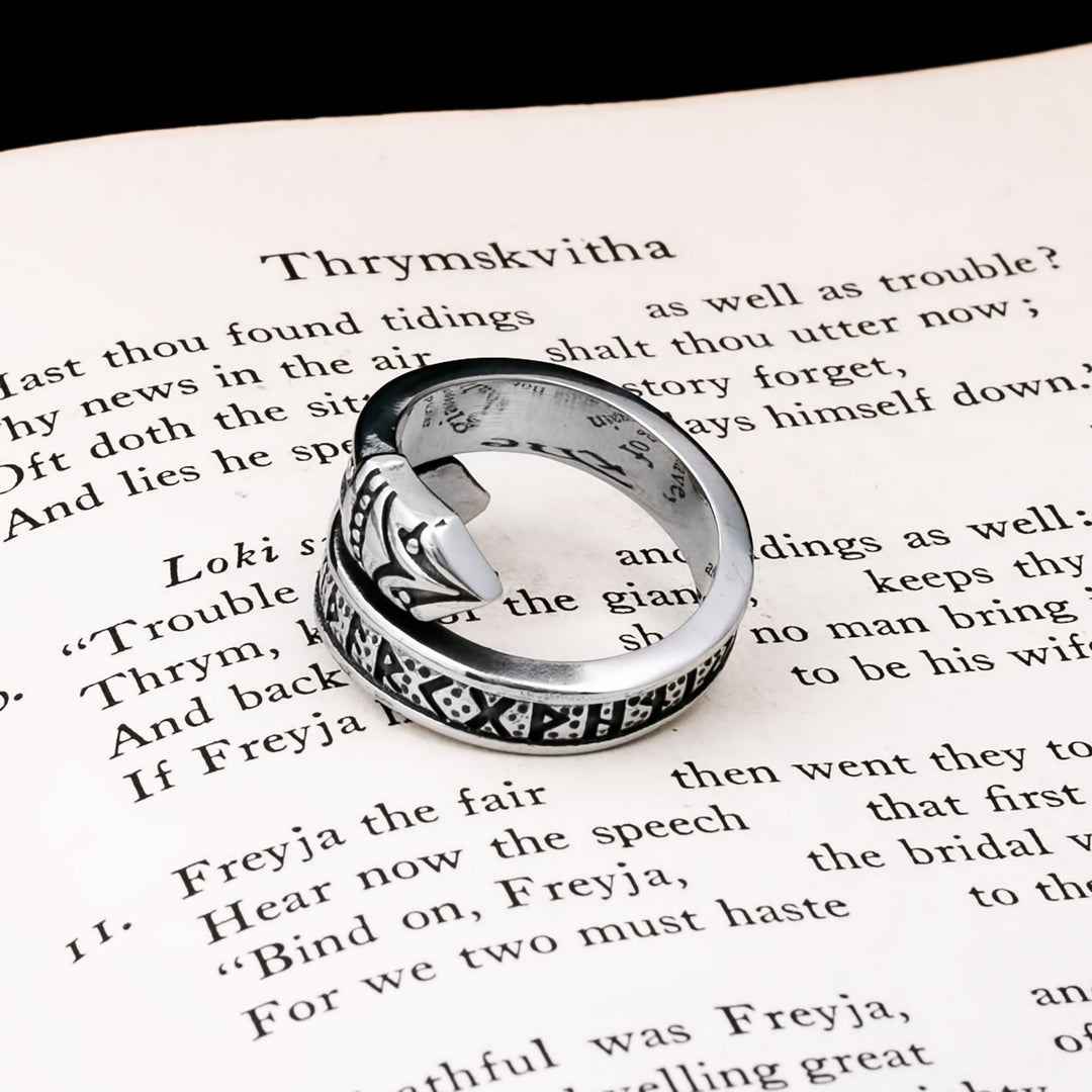Elder Futhark Rune Raven Viking Ring 316L Stainless Steel - view 6