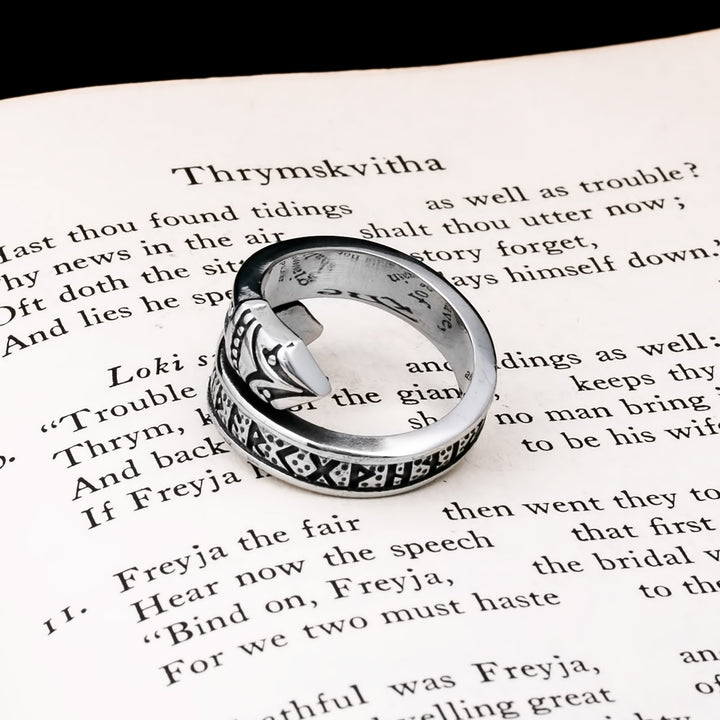 Elder Futhark Rune Raven Viking Ring 316L Stainless Steel - view 6