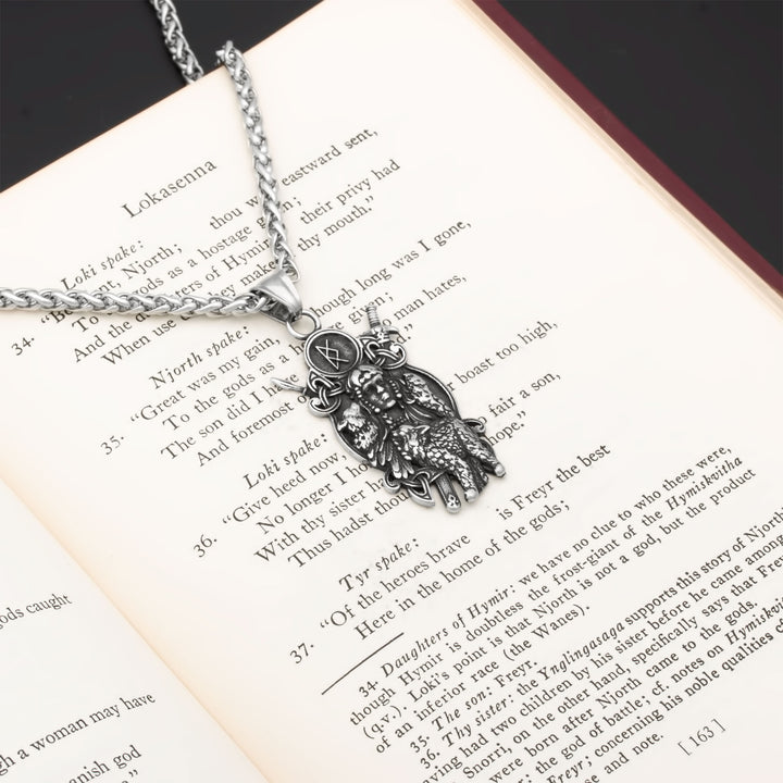 Trinity Freya Cat Bind Rune Pendant Necklace Stainless Steel Viking
