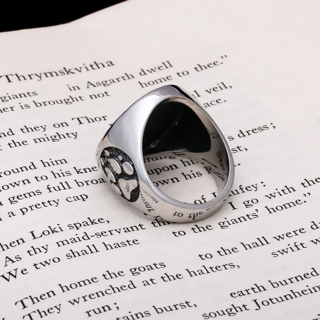 Viking Fenrir Wolf Paw Print Ring 316L Stainless Steel Size 7