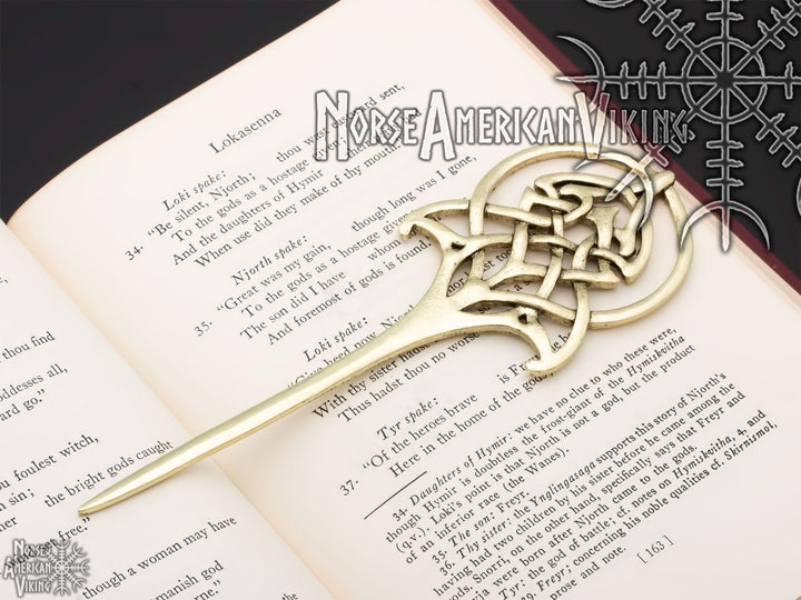 Viking Goddess Hair Stick Norse Hair Accessory Gold Tone Zinc Alloy - view 4