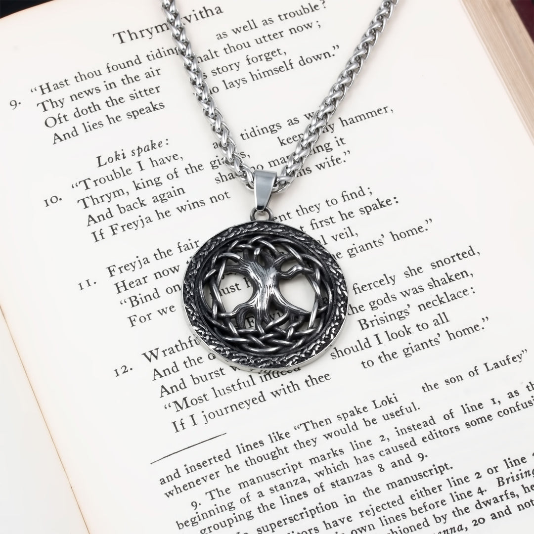 Yggdrasil World Ash Tree Pendant Necklace Stainless Steel Viking