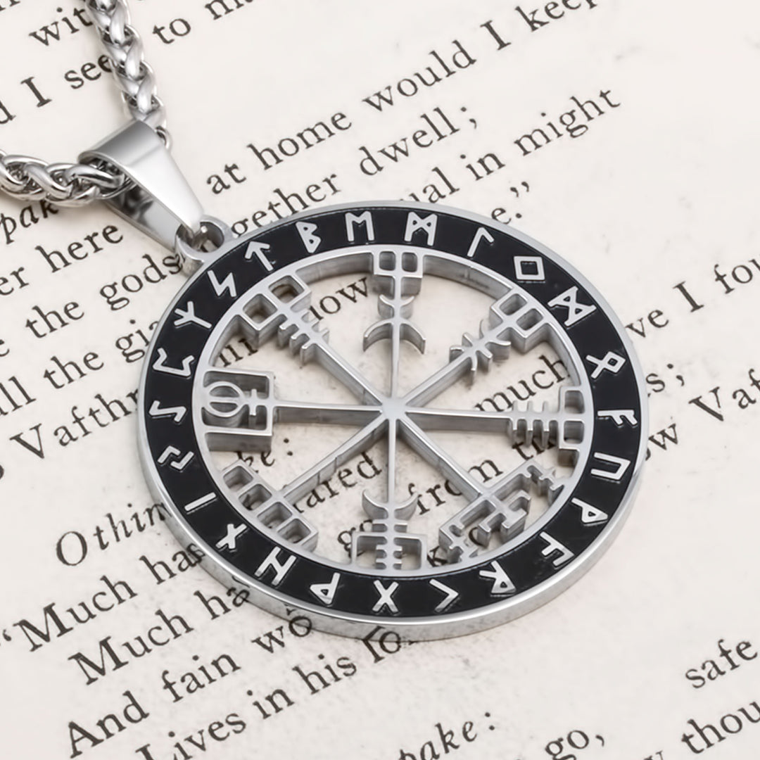 Vegvisir Compass Pendant Necklace Stainless Steel Viking