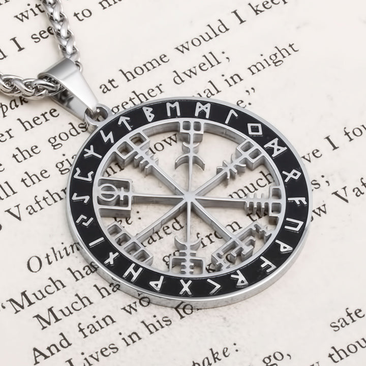 Vegvisir Compass Pendant Necklace Stainless Steel Viking