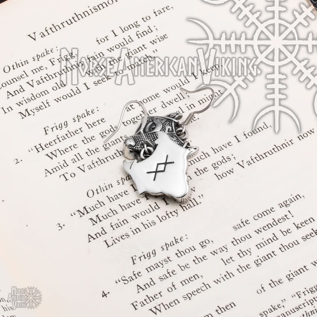 Fenrir Wolf Viking Dangle Earrings 316L Stainless Steel