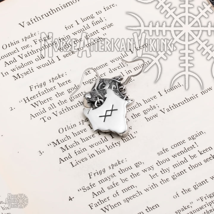 Fenrir Wolf Viking Dangle Earrings 316L Stainless Steel